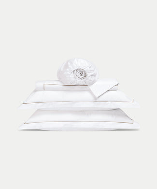 Duvet Cover Set & Fitted Sheet Egyptian Cotton Percale | Carmel White